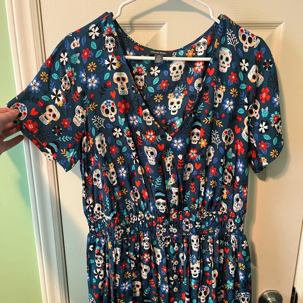 Colorful Skull and Floral Print Dress plus size ModCloth